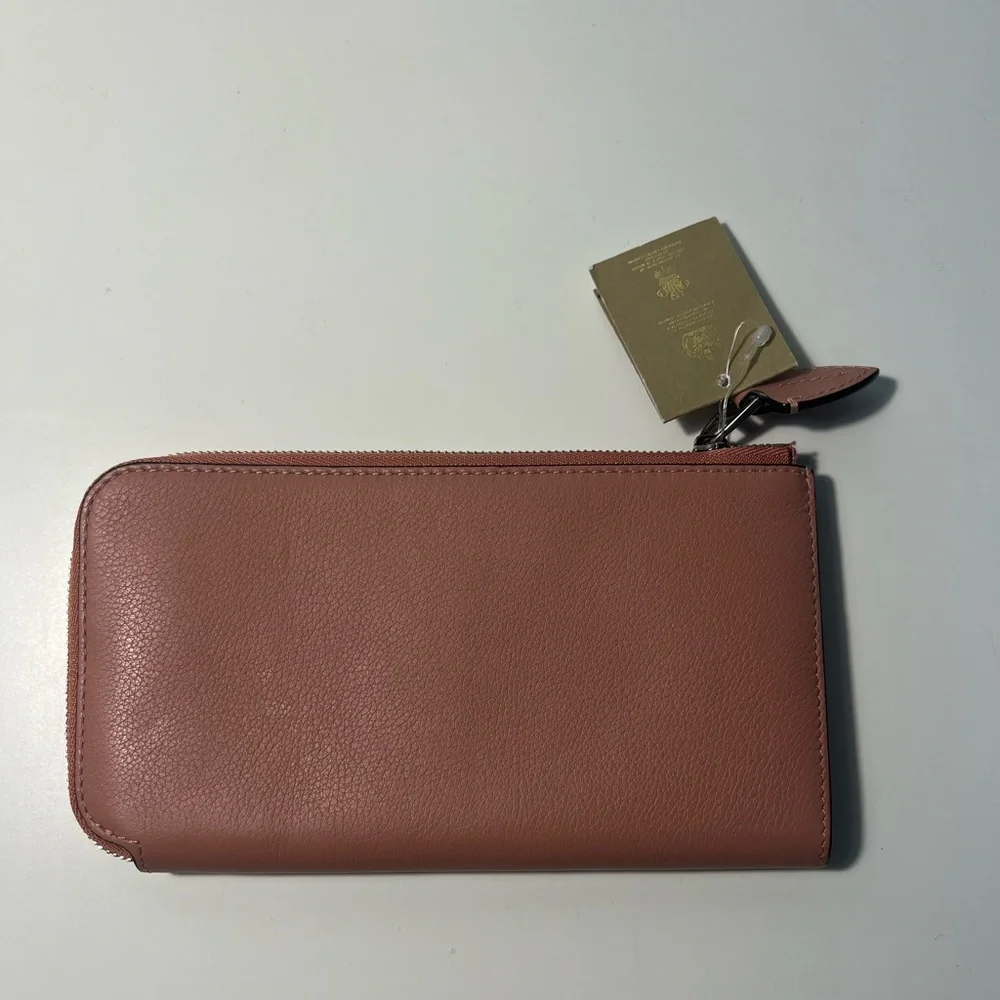 Burberry Marais Abbey Two Tone Leather Zippy Ziparound Wallet Passport Holder